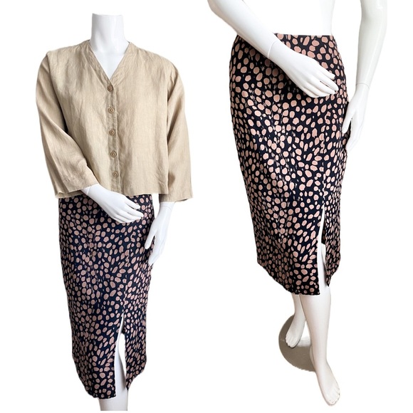 VICI Leopard Animal Print Pattern Modi Skirt Side Slit Brown Black Pencil Sheath - Picture 1 of 6